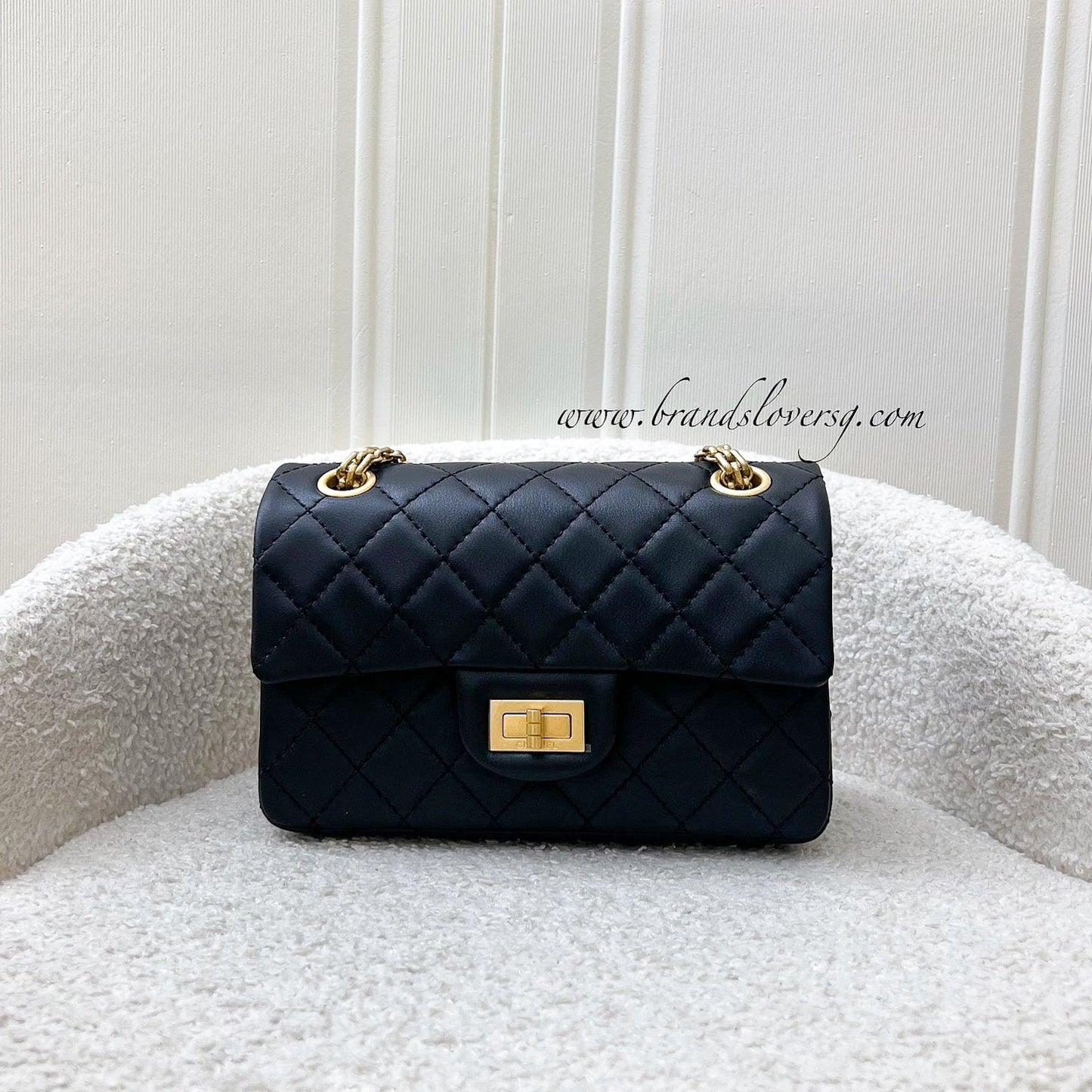 Classic 2.55 Reissue Mini Flap in Black Distressed Calfskin AGHW (Model: ) Accessory Classic