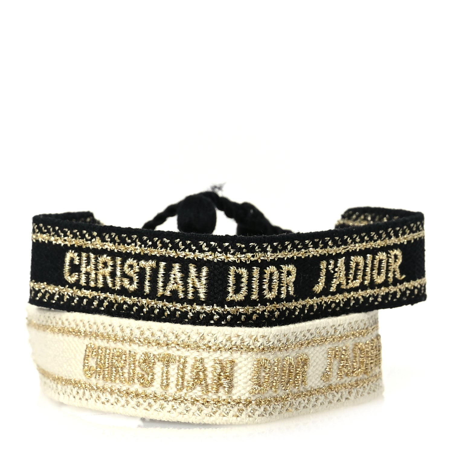 Dior Handbag Christian Cotton J'A Friendship Bracelet Set Black Gold Woven Jewelry