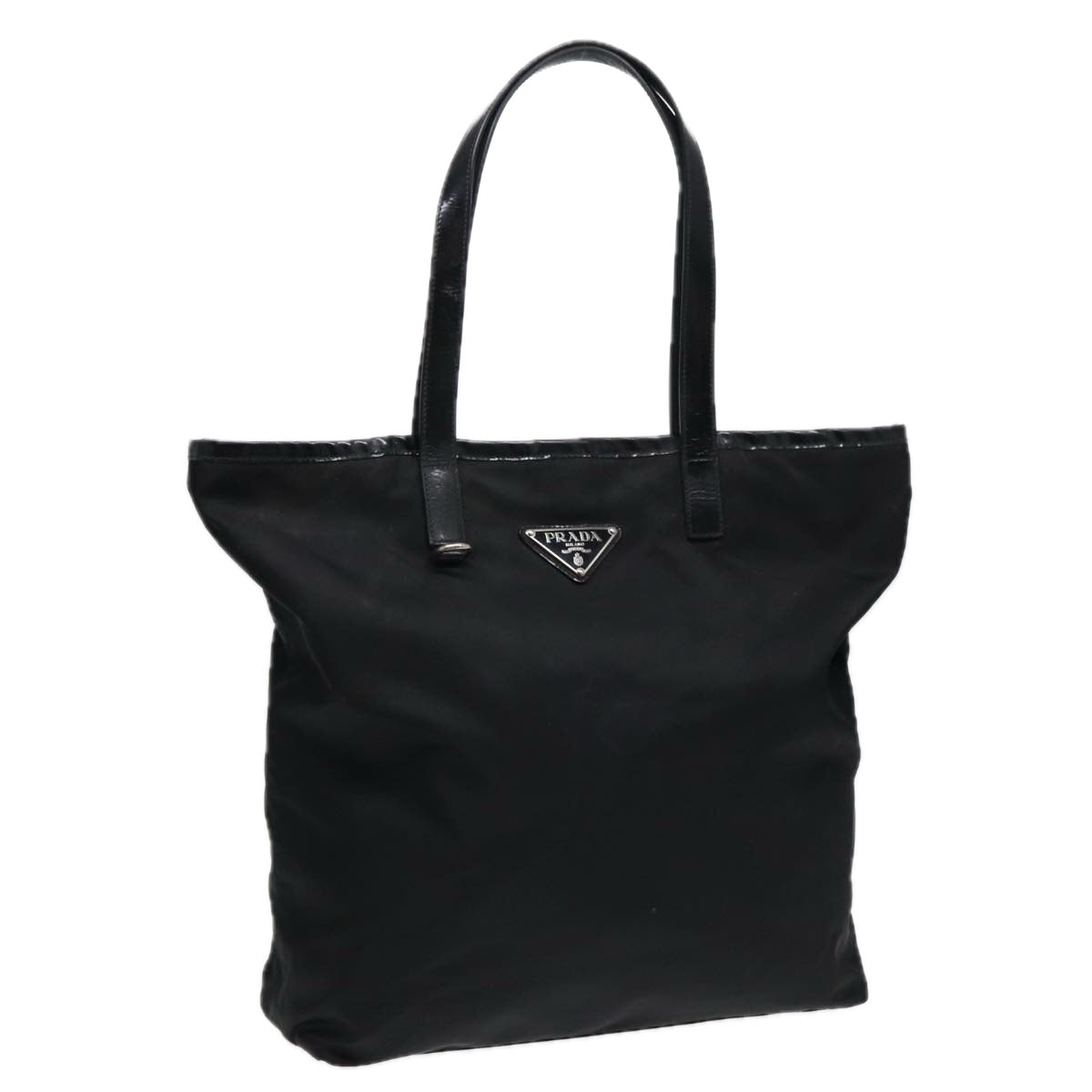 Prada Tote Bag Auth Nylon Black Silver