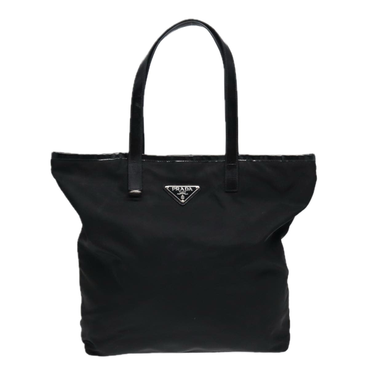 Prada Tote Bag Auth Nylon Black Silver