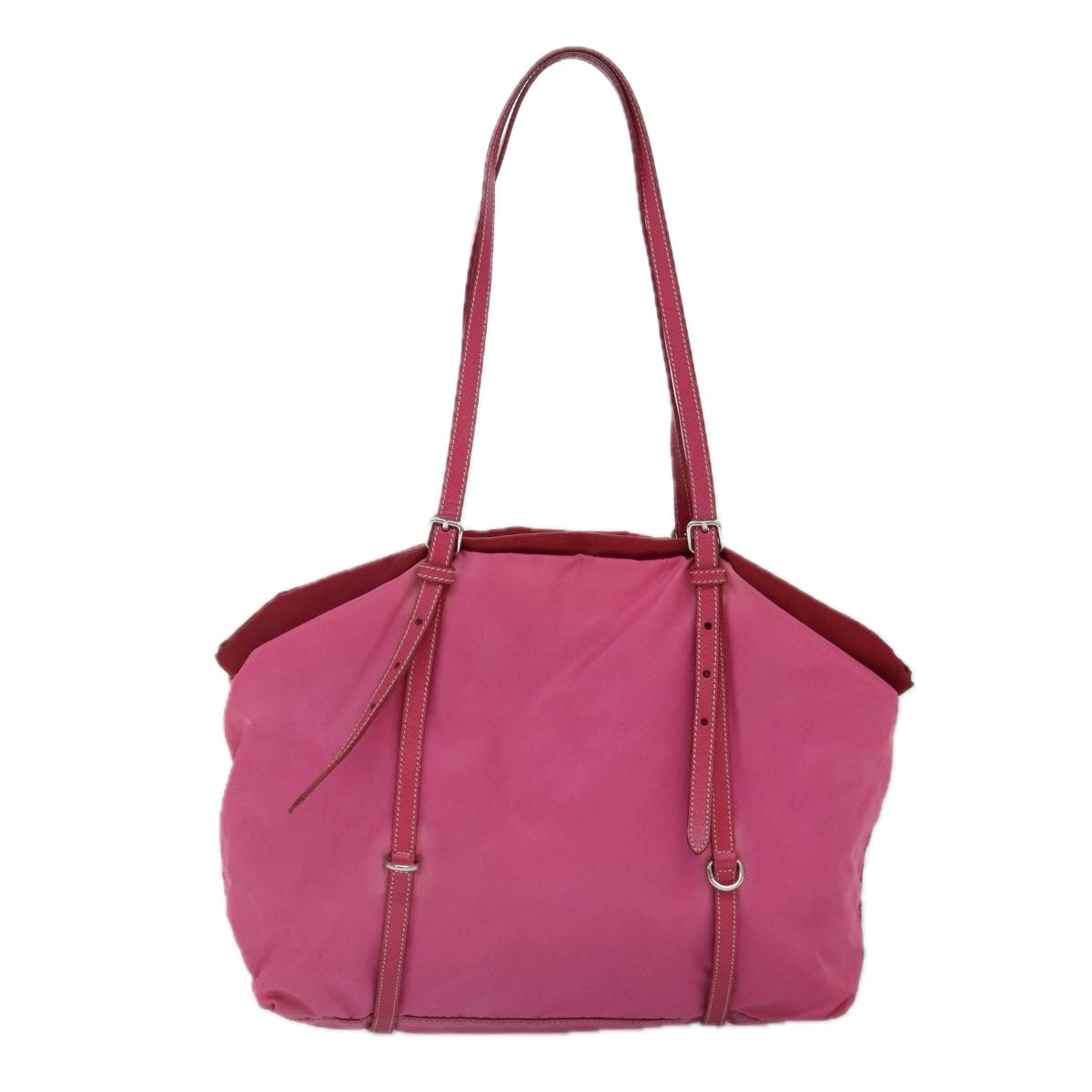 Prada Tote Bag Auth Nylon Pink Silver