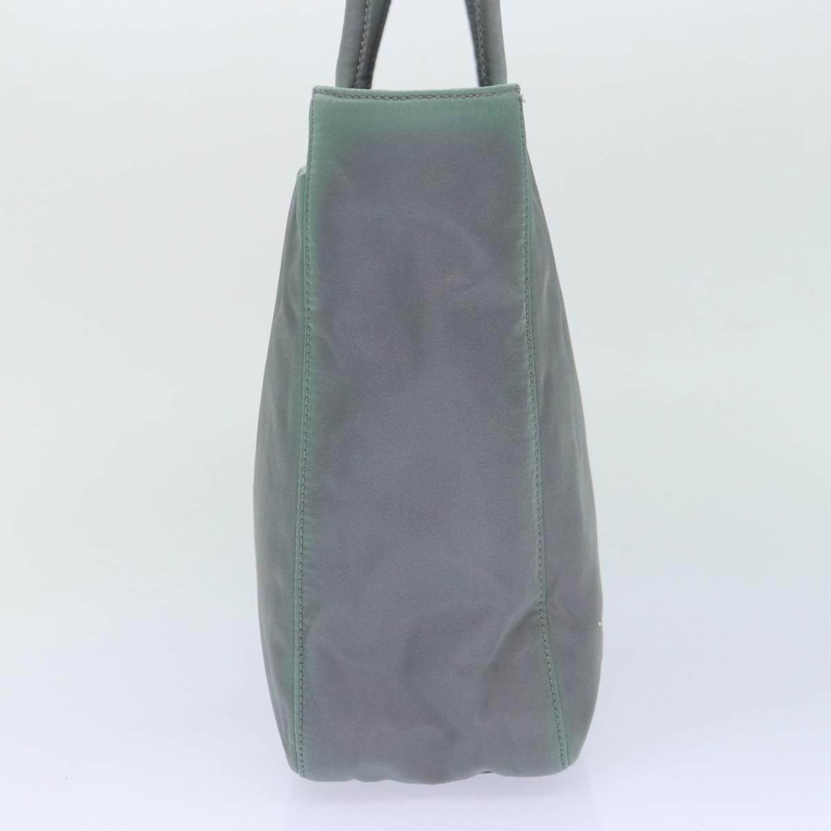 Prada Hand Bag Auth Nylon Silver Gray Travel Bag