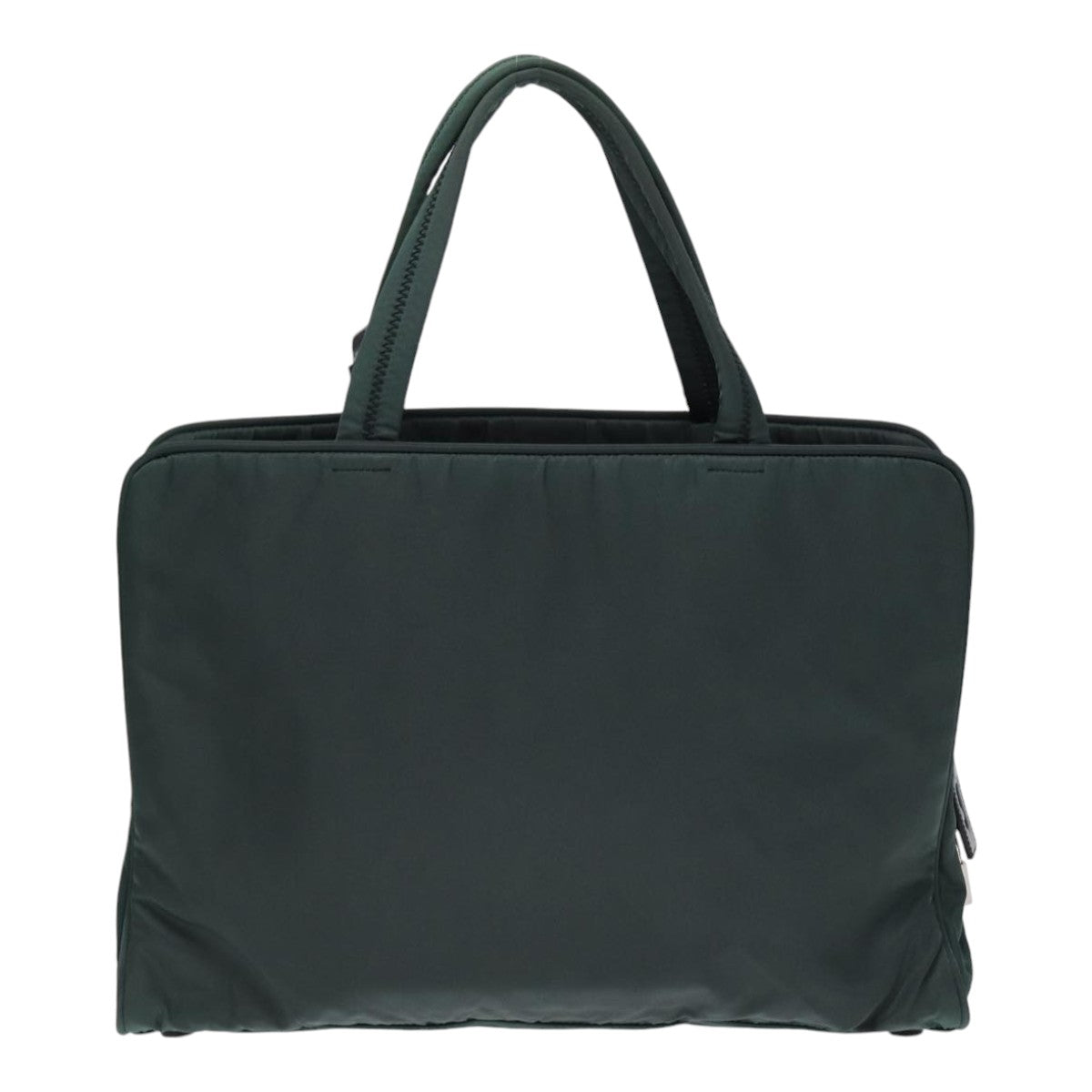Prada Hand Bag Auth Nylon Green Silver Travel Bag Silver Auth 86882