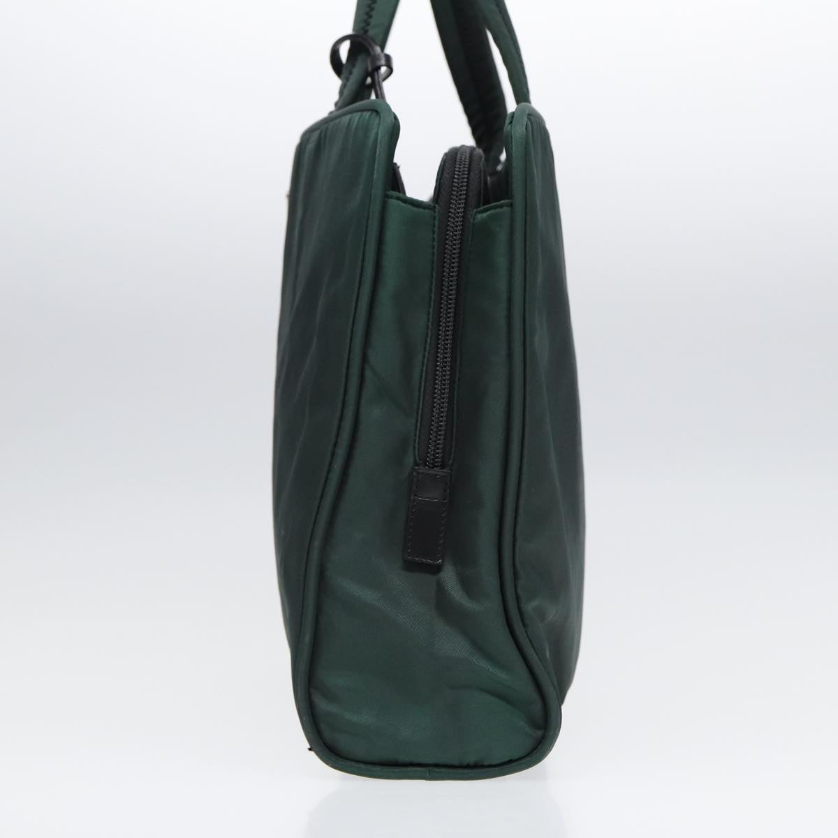Prada Hand Bag Auth Nylon Green Silver Travel Bag Silver Auth 86882