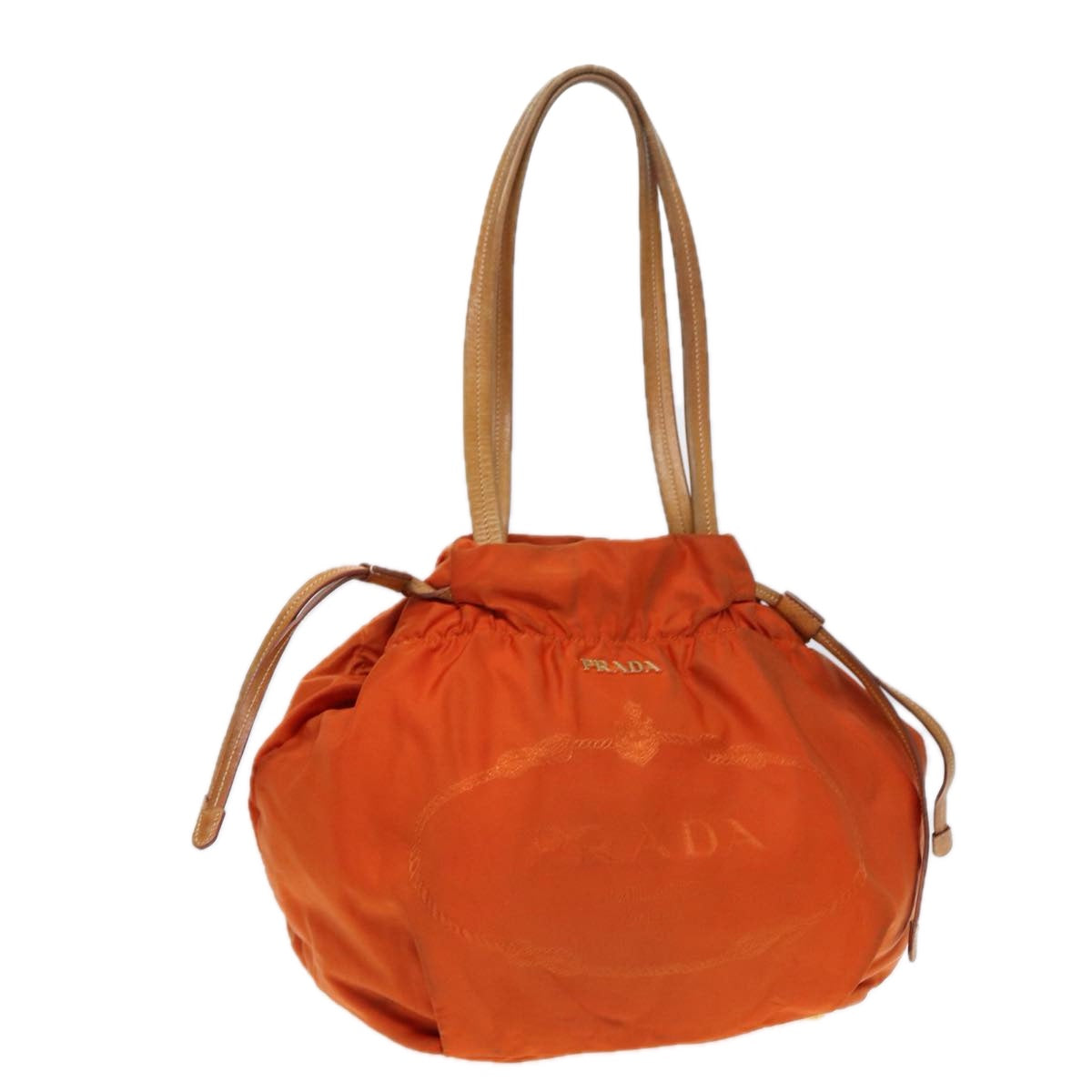 Prada Shoulder Bag Auth Nylon Gold Orange