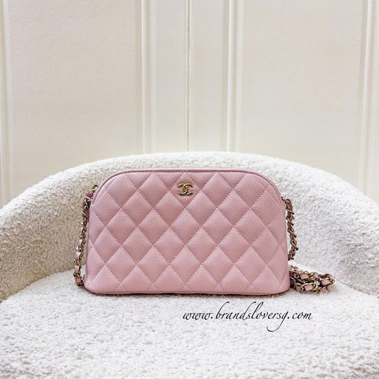 Chanel Medium Pouch / Clutch with Chain in Sakura Pink Caviar and LGHW (Model: )