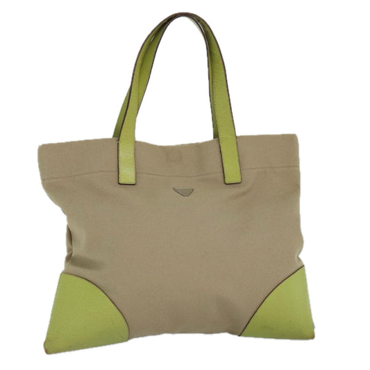 Prada Tote Bag Auth Canvas Beige Silver
