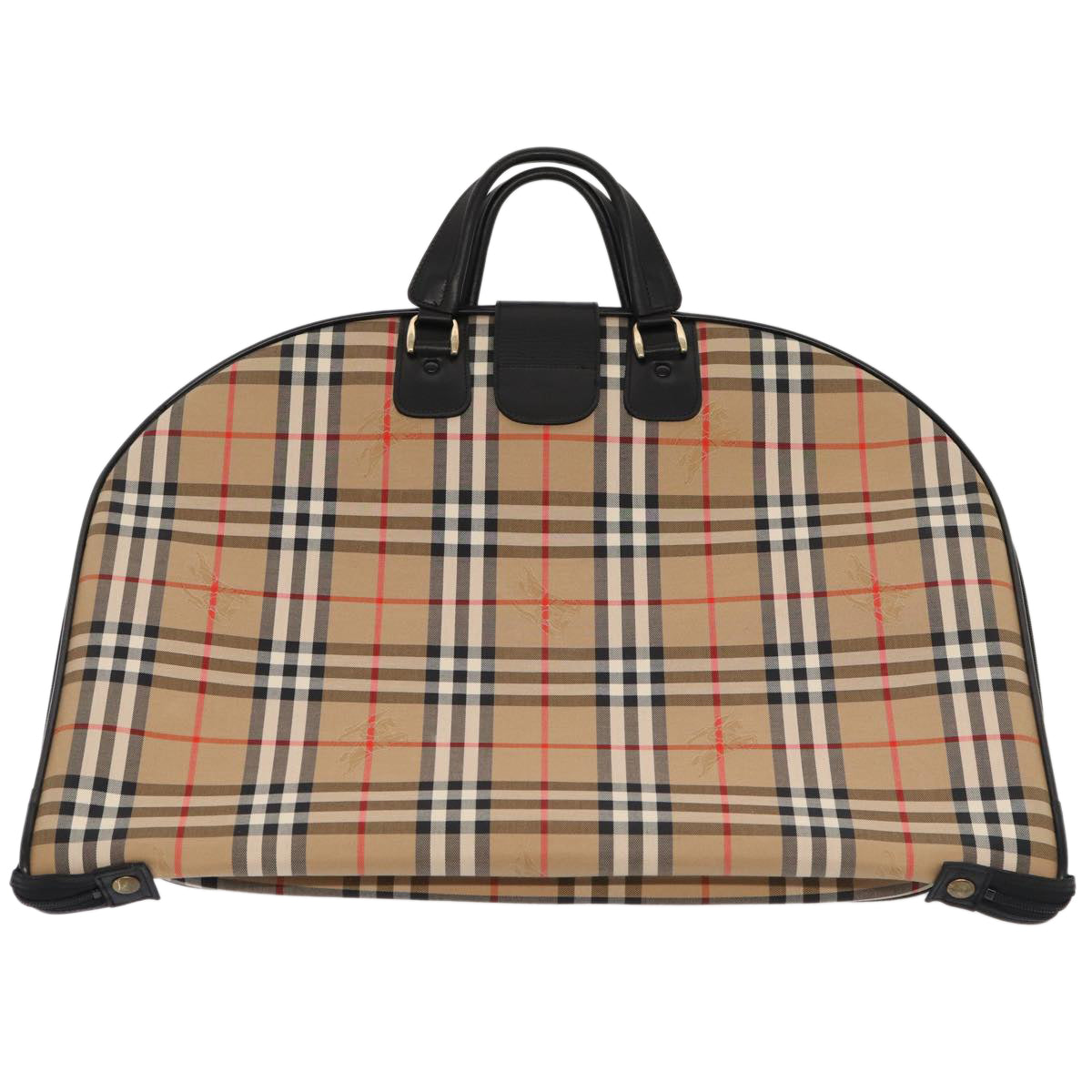 Burberry Luxury ss Nova Check Garment Cover Auth Handbag Leather Canvas Black Travel Bag