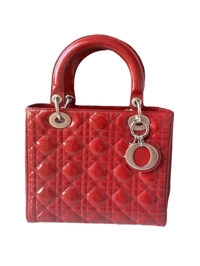 Dior Lady Bag Patent Sku Leather Red Travel Bag