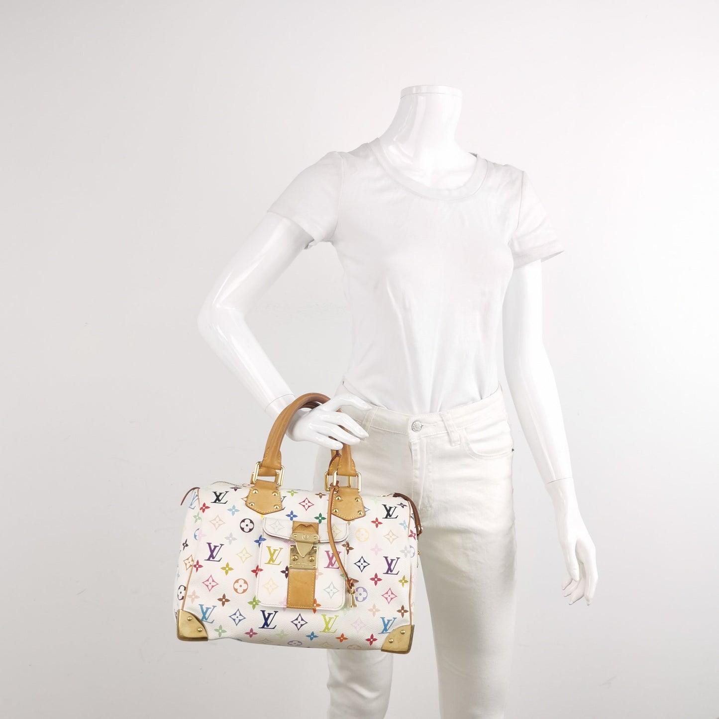 Louis Vuitton x Takashi Murakami Speedy 30 Lock Multicolor White Handbag Multicolor 9