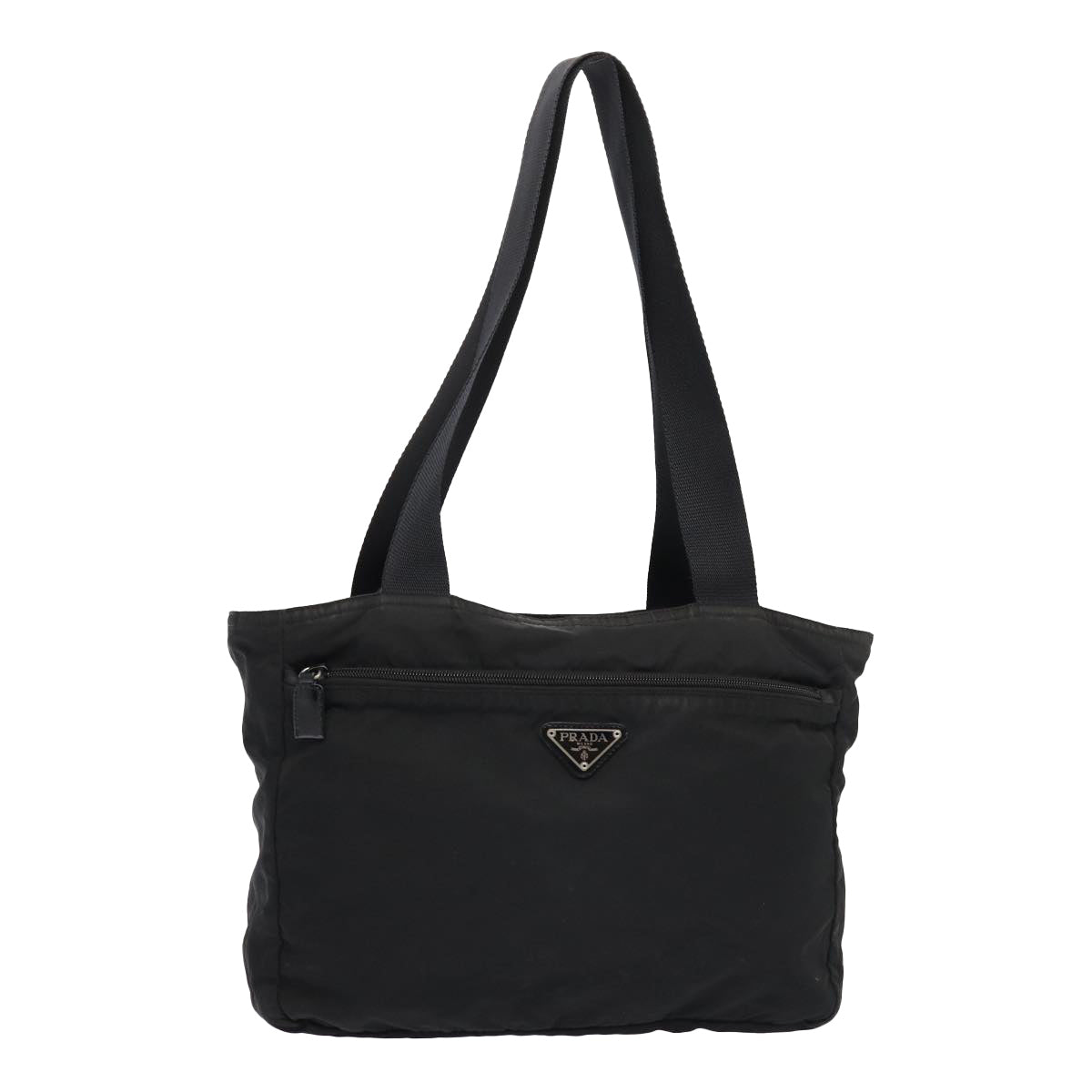 Prada Tote Bag Auth Nylon Black Silver Silver Auth 87013