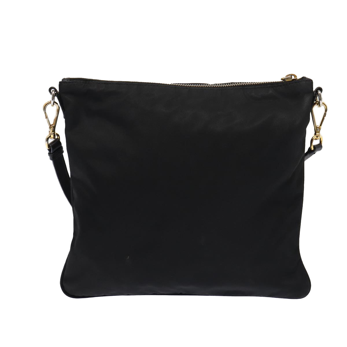Prada Shoulder Bag Auth Nylon Black Gold Gold Auth 87081