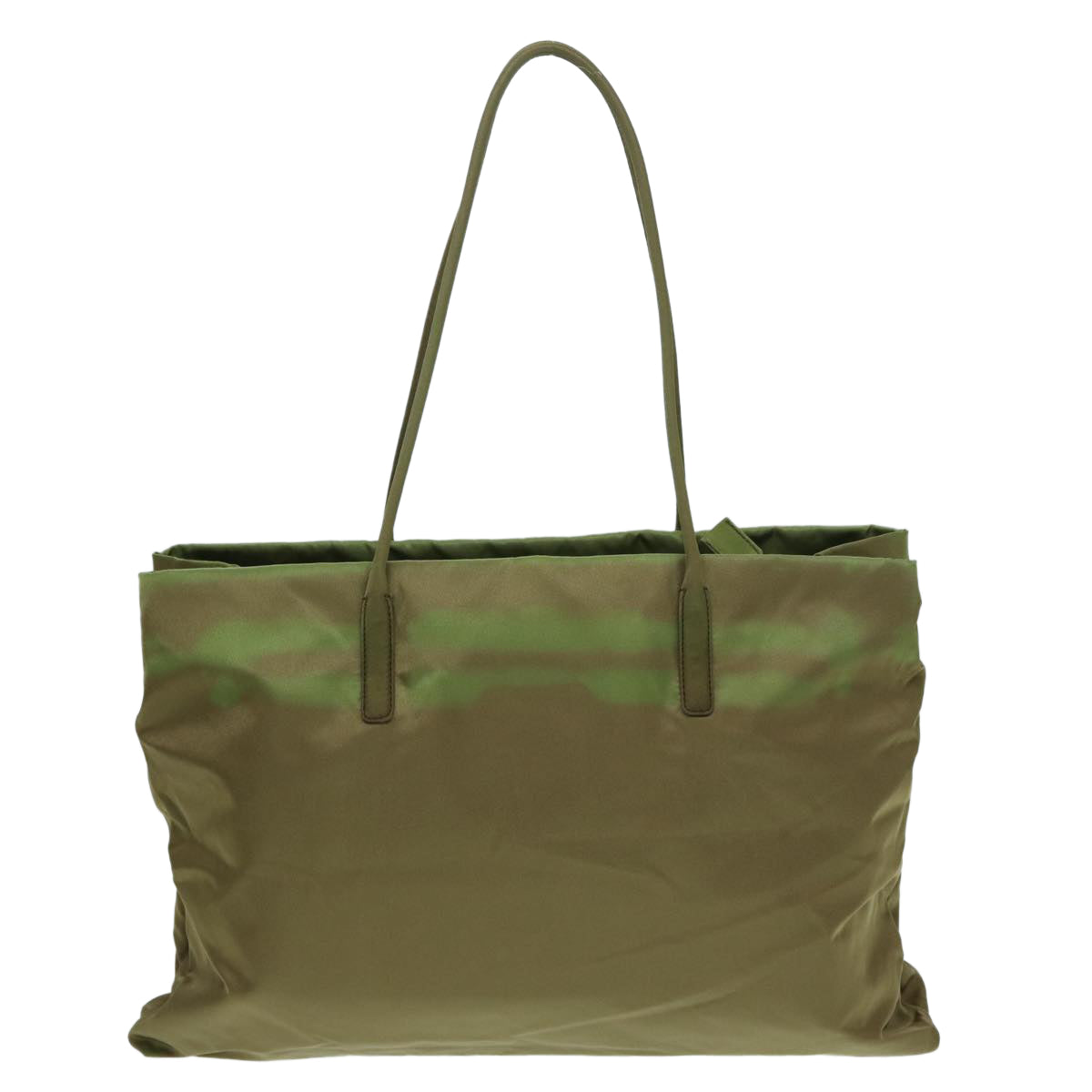 Prada Tote Bag Khaki Auth Nylon Silver Silver Auth 87118