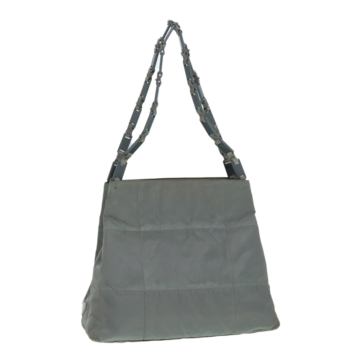 Prada Tote Bag Auth Nylon Silver Gray