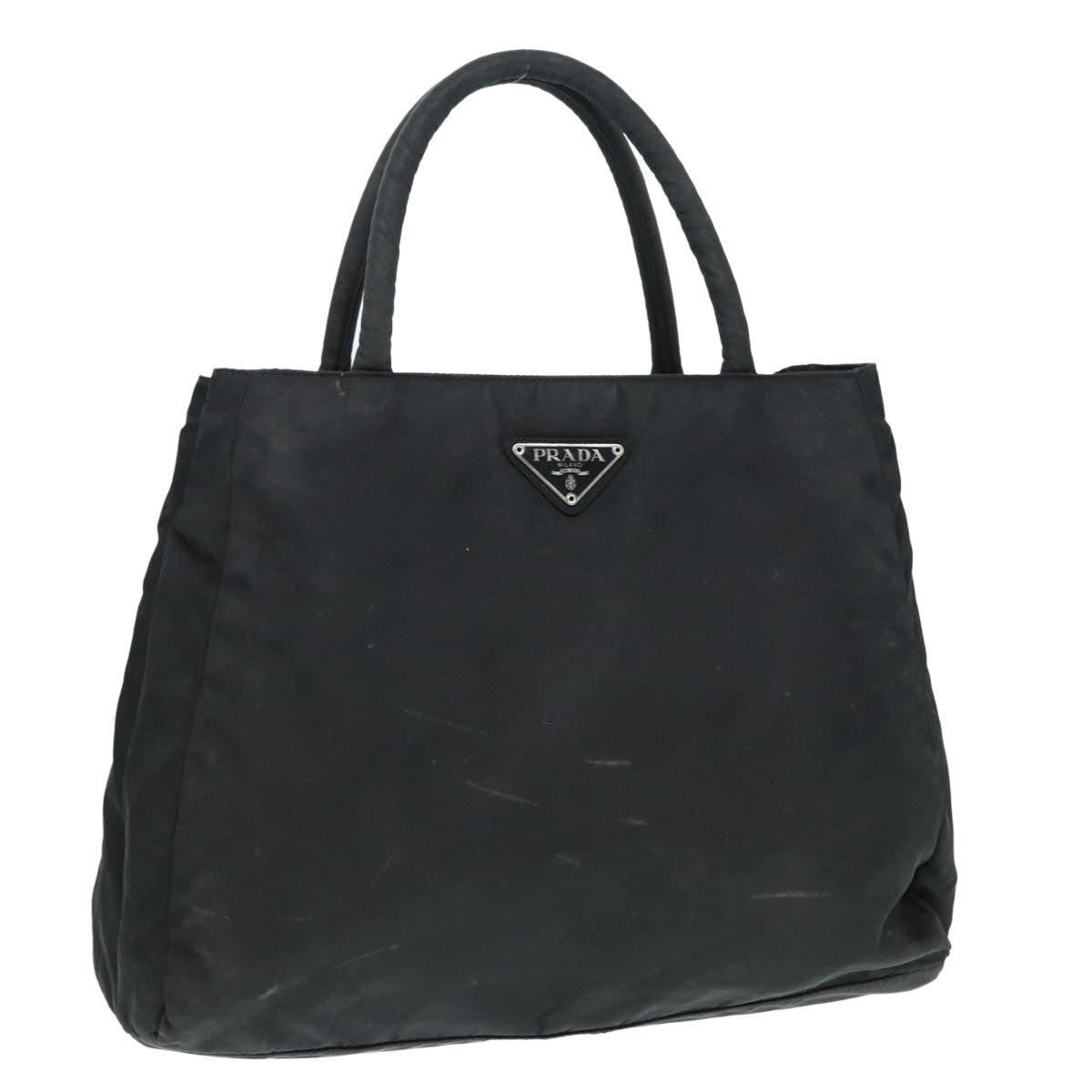 Prada Hand Bag Auth Nylon Black Silver Travel Bag Silver Auth 87165