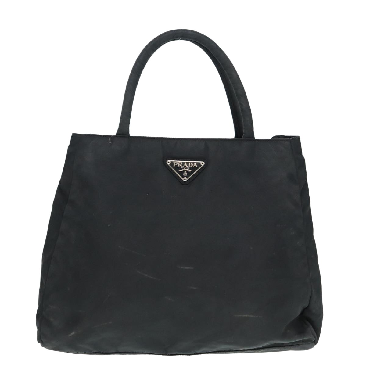 Prada Hand Bag Auth Nylon Black Silver Travel Bag Silver Auth 87165