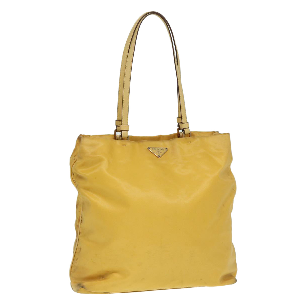 Prada Tote Bag Auth Nylon Gold Yellow