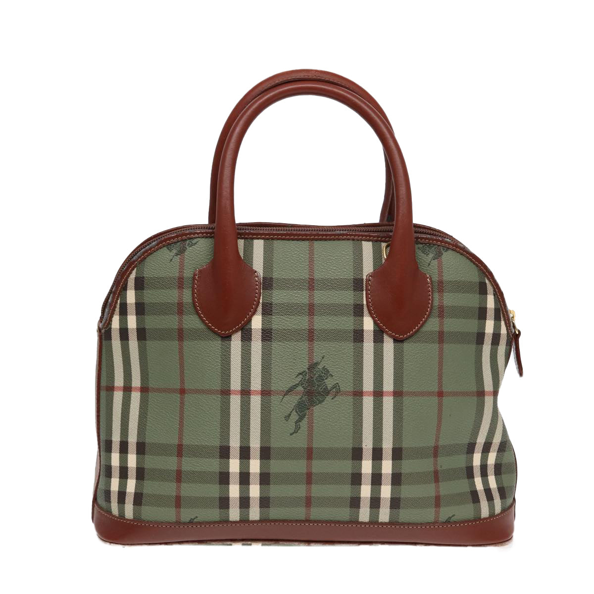 Burberry Luxury ss Nova Check Hand Bag Pvc 2Way Green Gold Travel Bag