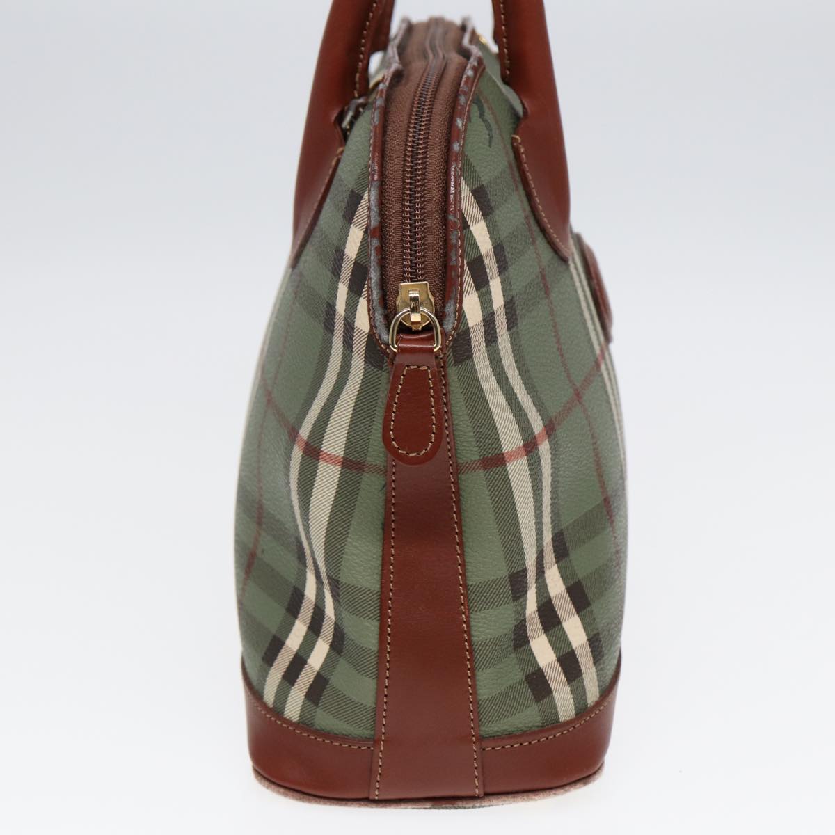 Burberry Luxury ss Nova Check Hand Bag Pvc 2Way Green Gold Travel Bag