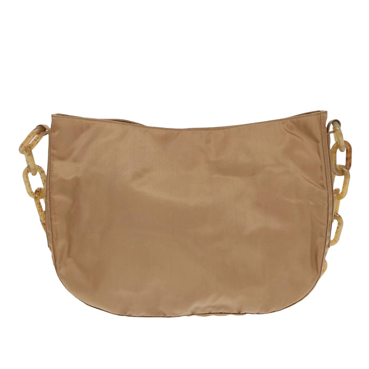 Prada Shoulder Bag Auth Nylon Brown Silver Silver Auth 87289