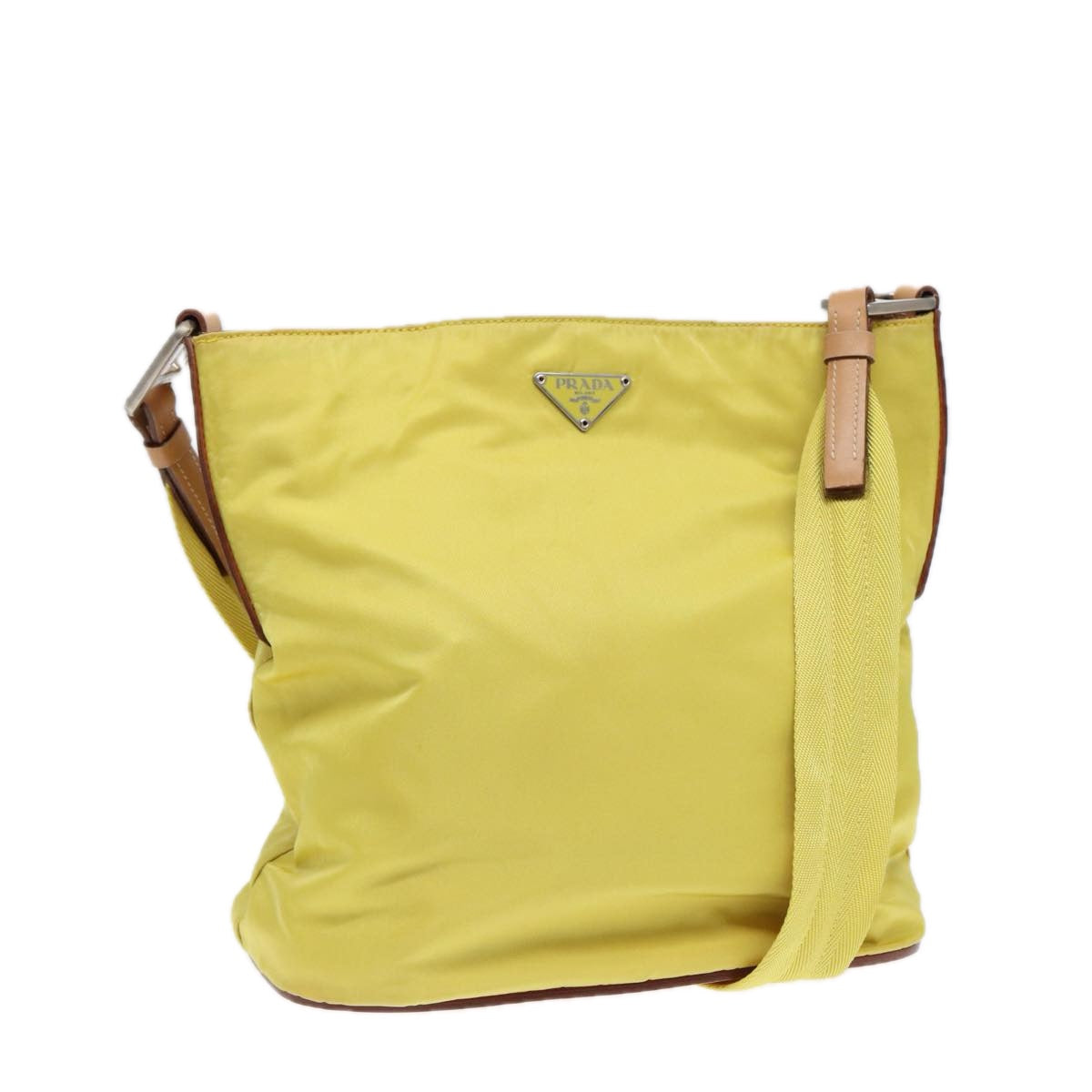 Prada Shoulder Bag Auth Nylon Yellow