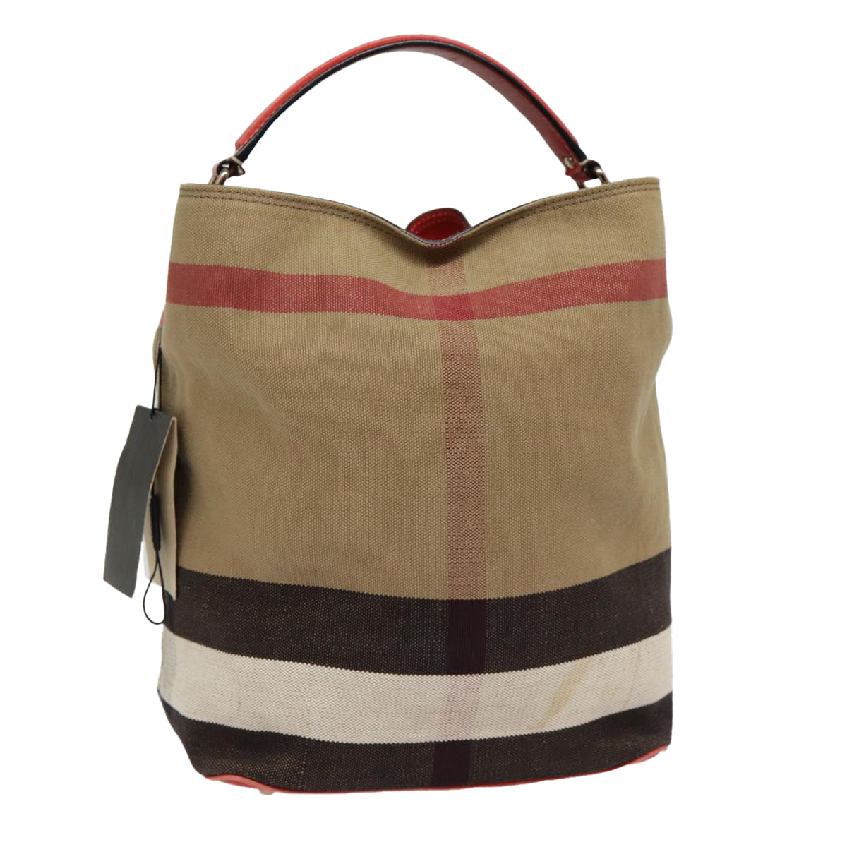 Burberry Luxury Nova Check Shoulder Bag Auth Canvas Beige Red