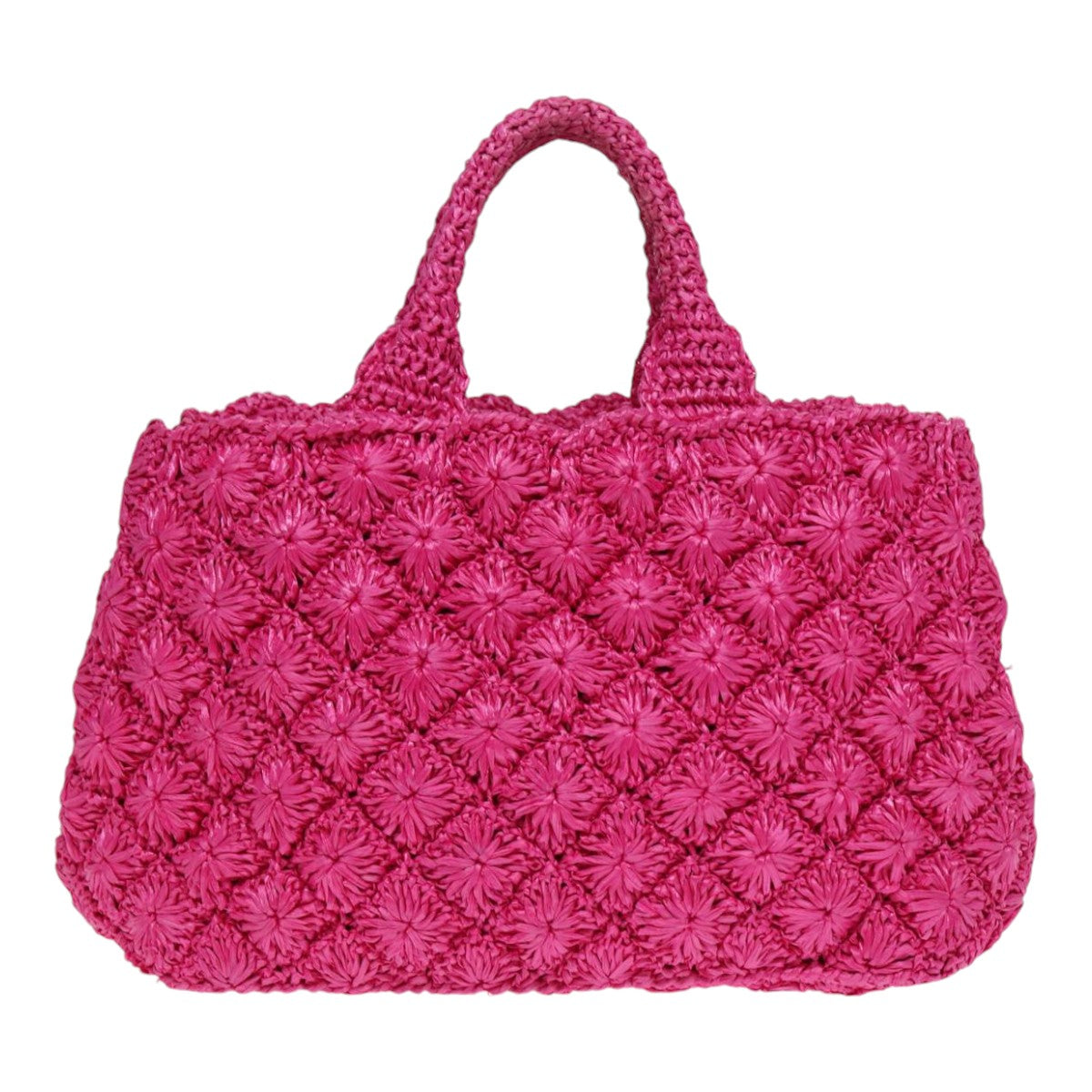 Prada Canapa Gm Hand Bag 2Way Auth Raffia Pink Travel Bag