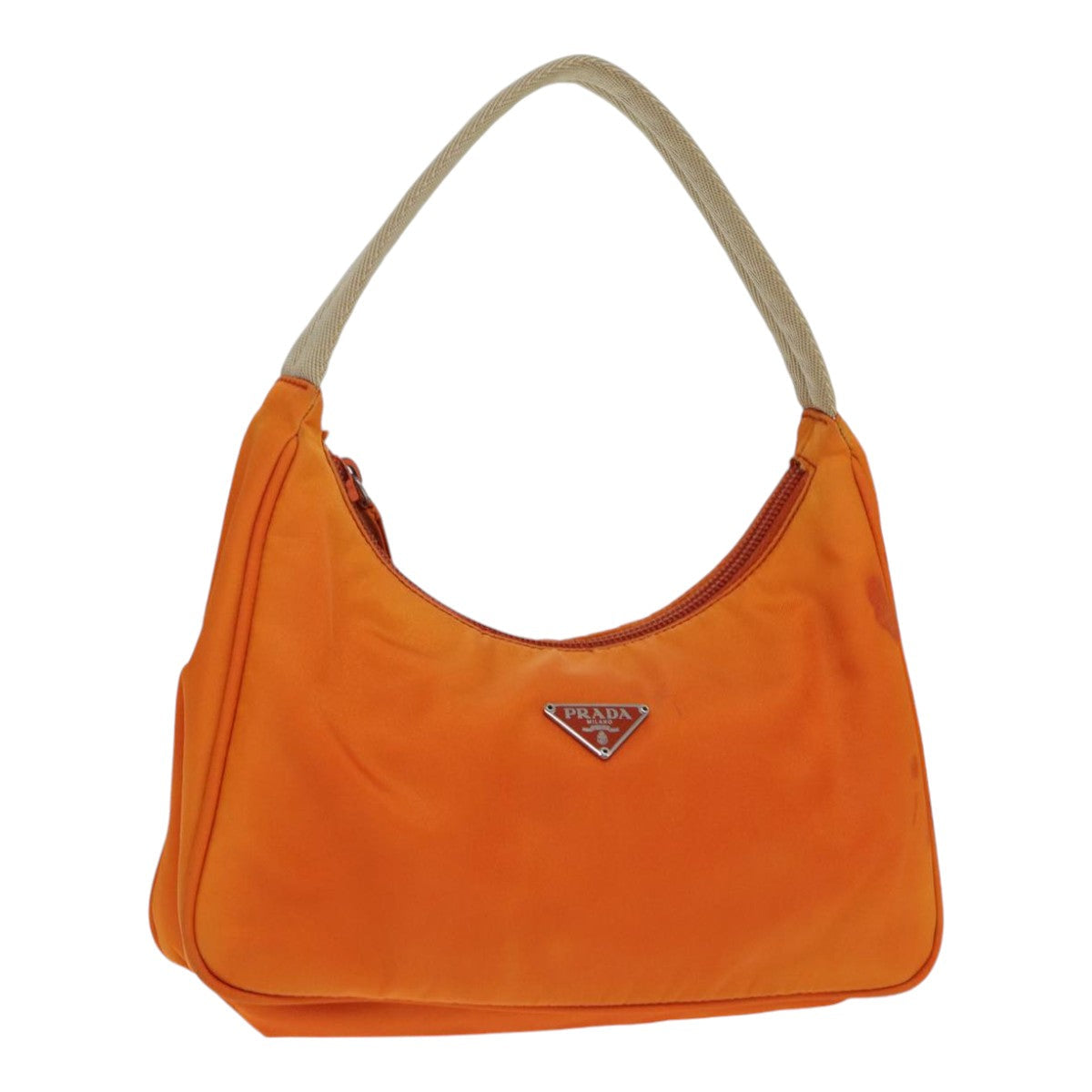 Prada Hand Bag Auth Nylon Orange Travel Bag