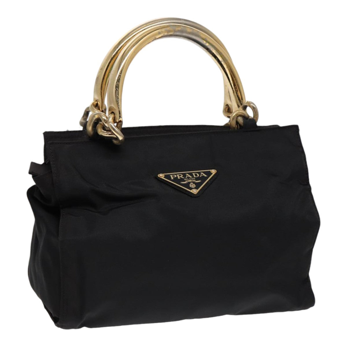 Prada Hand Bag Auth Nylon Black Travel Bag Black Auth 87678