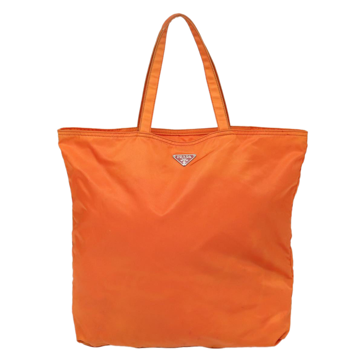 Prada Tote Bag Auth Nylon Silver Orange