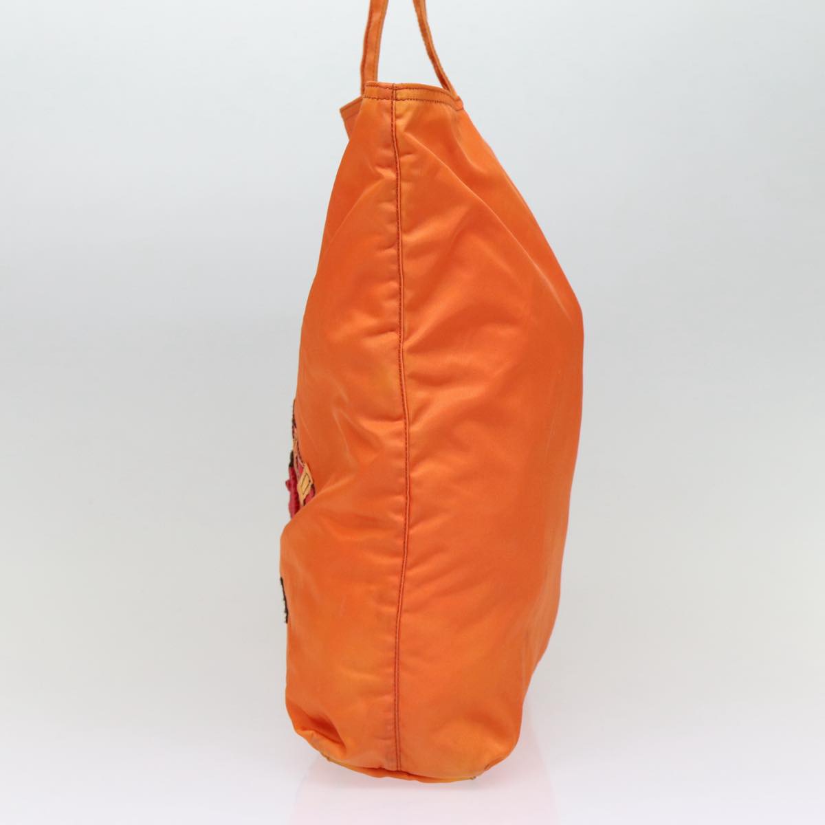 Prada Tote Bag Auth Nylon Silver Orange