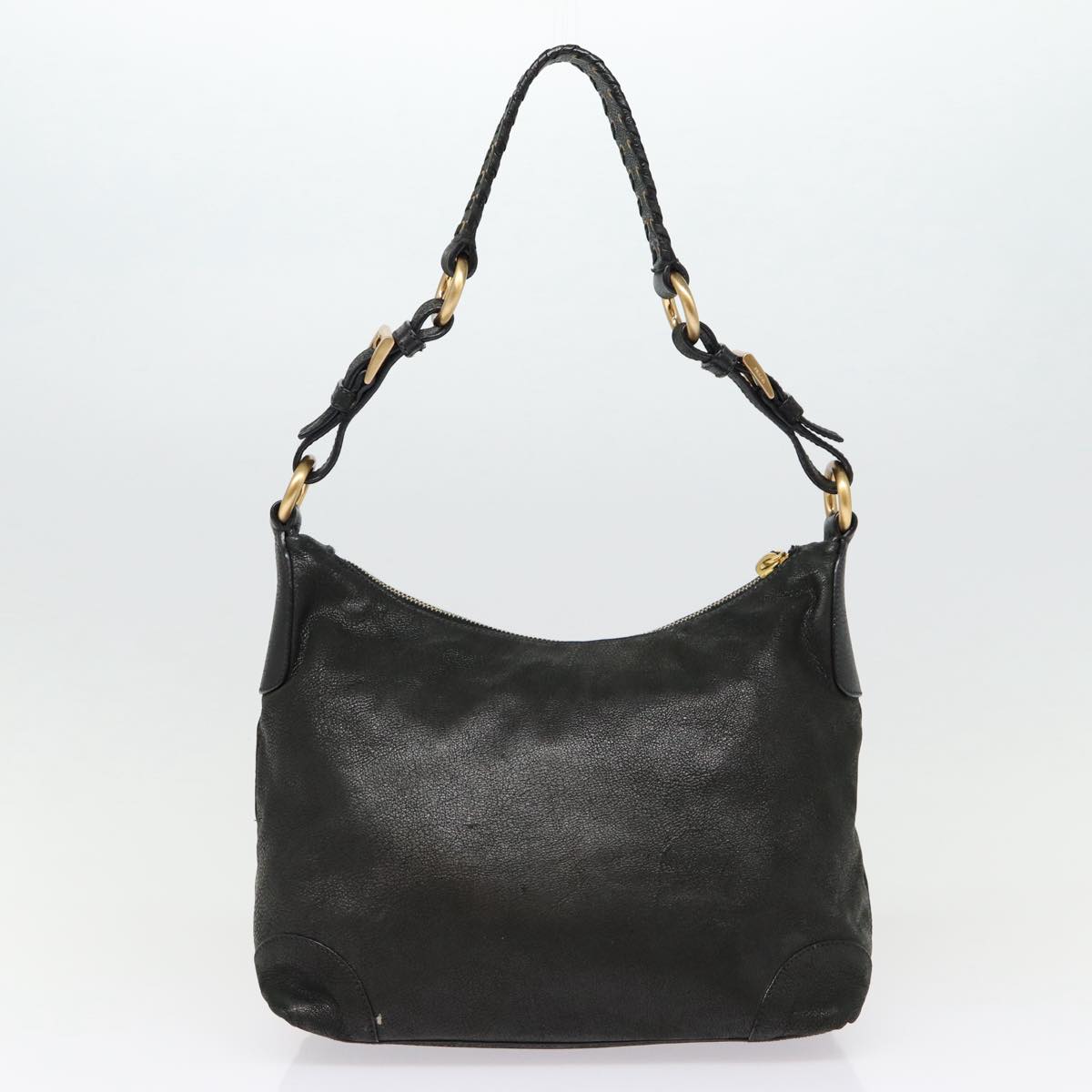 Prada Shoulder Bag Auth Leather Black Gold