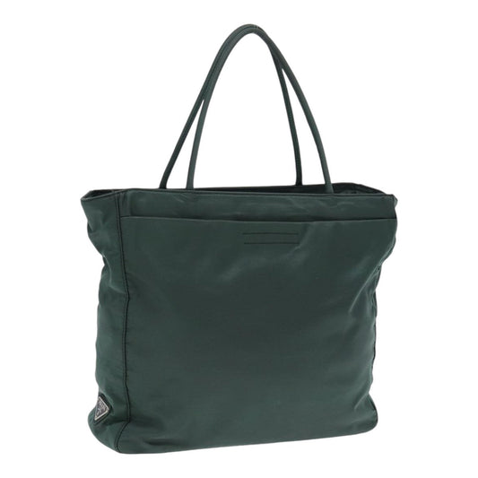 Prada Tote Bag Khaki Auth Nylon Silver Silver Auth 87760
