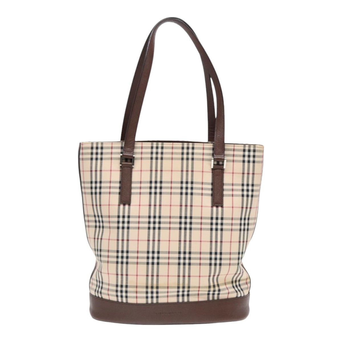 Burberry Luxury Nova Check Tote Bag Auth Canvas Brown Beige
