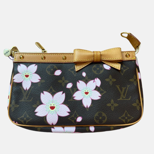 Louis Vuitton x Takashi Murakami Cherry Blossom Monogram Brown Pochette Clutch Bag Accessoire 2