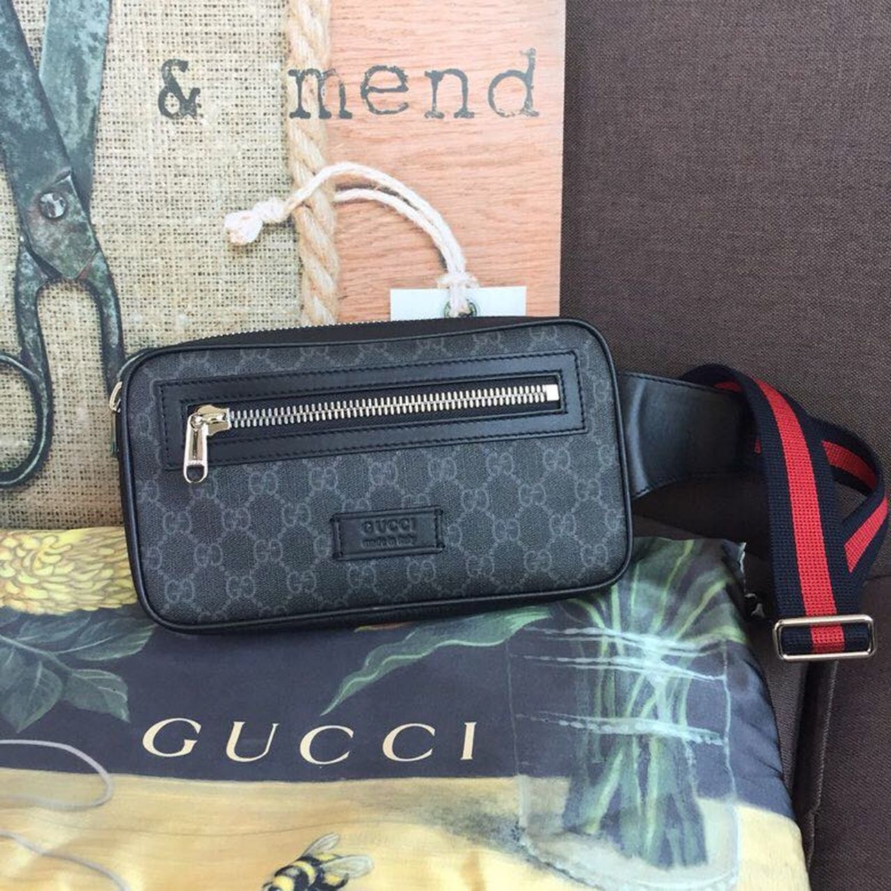 gg Belt Soft gg Supreme Black Grey Accessory