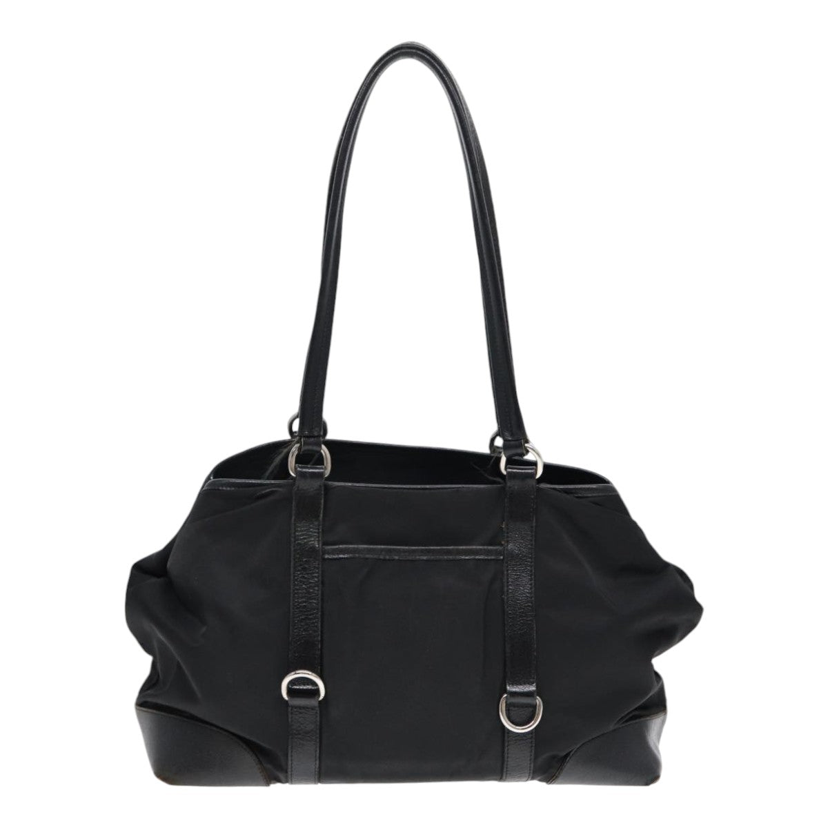 Prada Tote Bag Auth Nylon Black Silver Silver Auth 88087