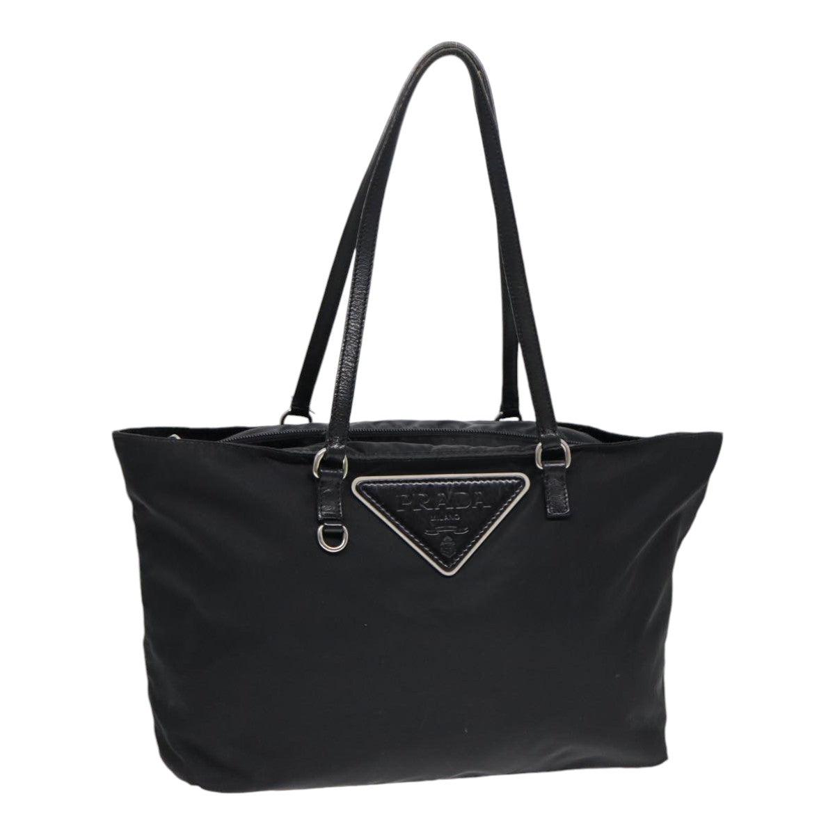 Prada Tote Bag Auth Nylon Black Silver Black Auth 88088