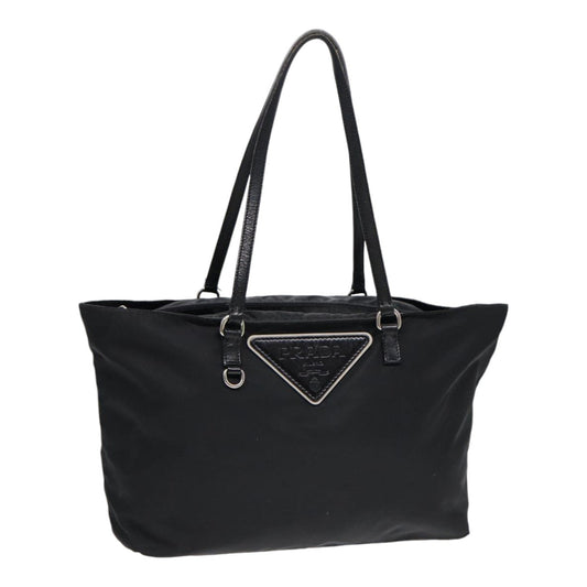 Prada Tote Bag Auth Nylon Black Silver Black Auth 88088