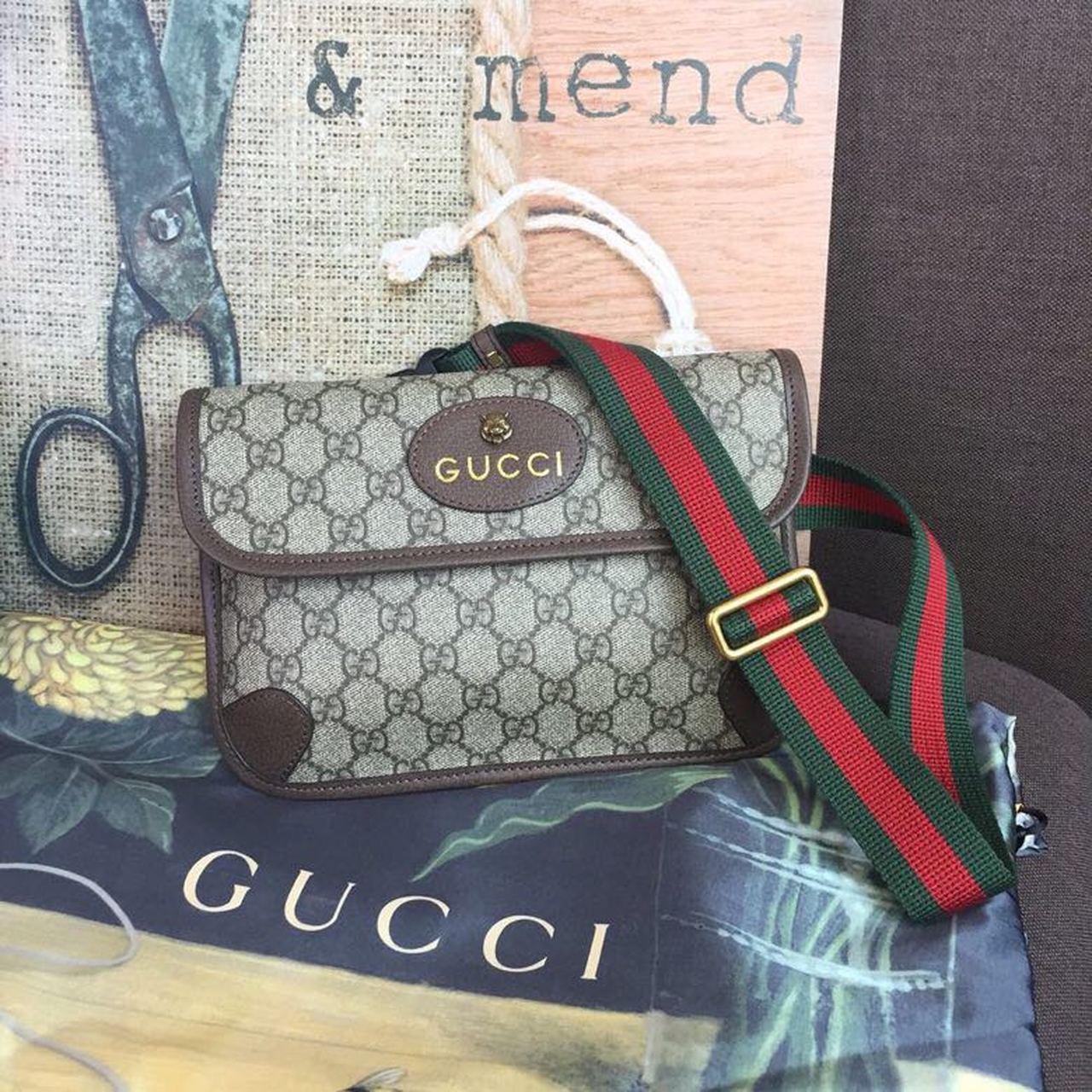 gg Neo gg Supreme Belt Canvas Brown Beige Accessory