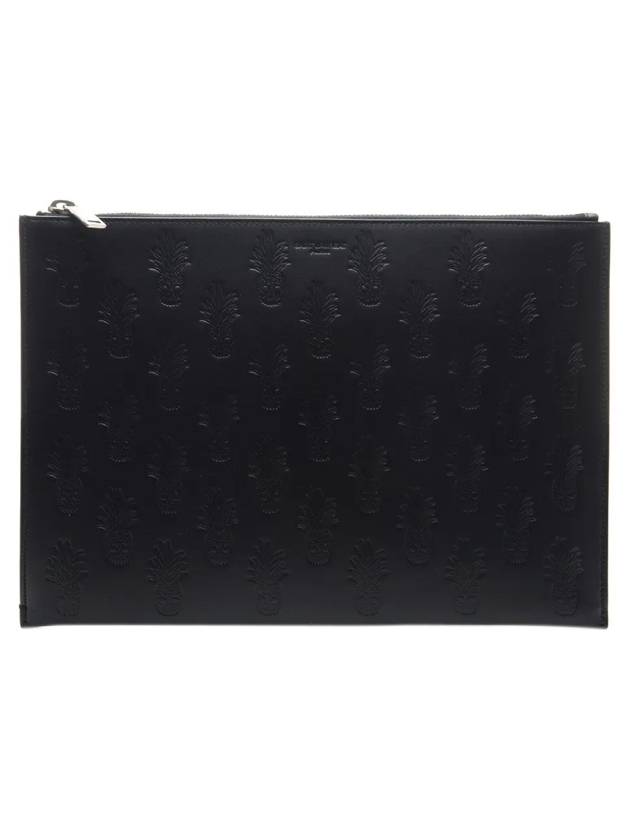 YSL Saint Laurent Saint Laurent Trending Skull Pineapple Pattern Clutch Black Clutch Bag