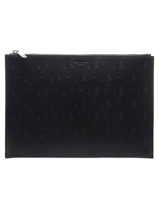 YSL Saint Laurent Saint Laurent Trending Skull Pineapple Pattern Clutch Black Clutch Bag
