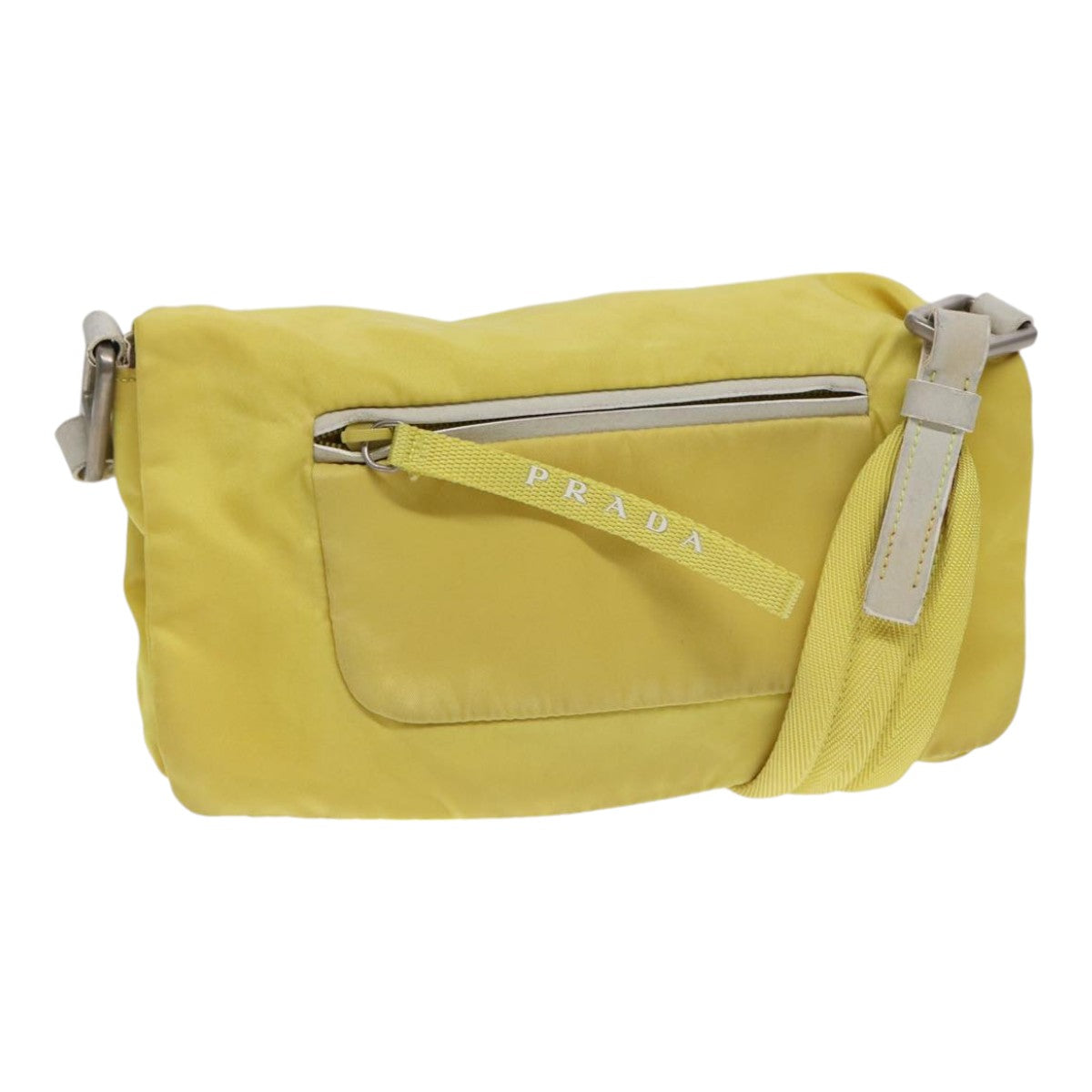 Prada Shoulder Bag Auth Nylon Silver Yellow