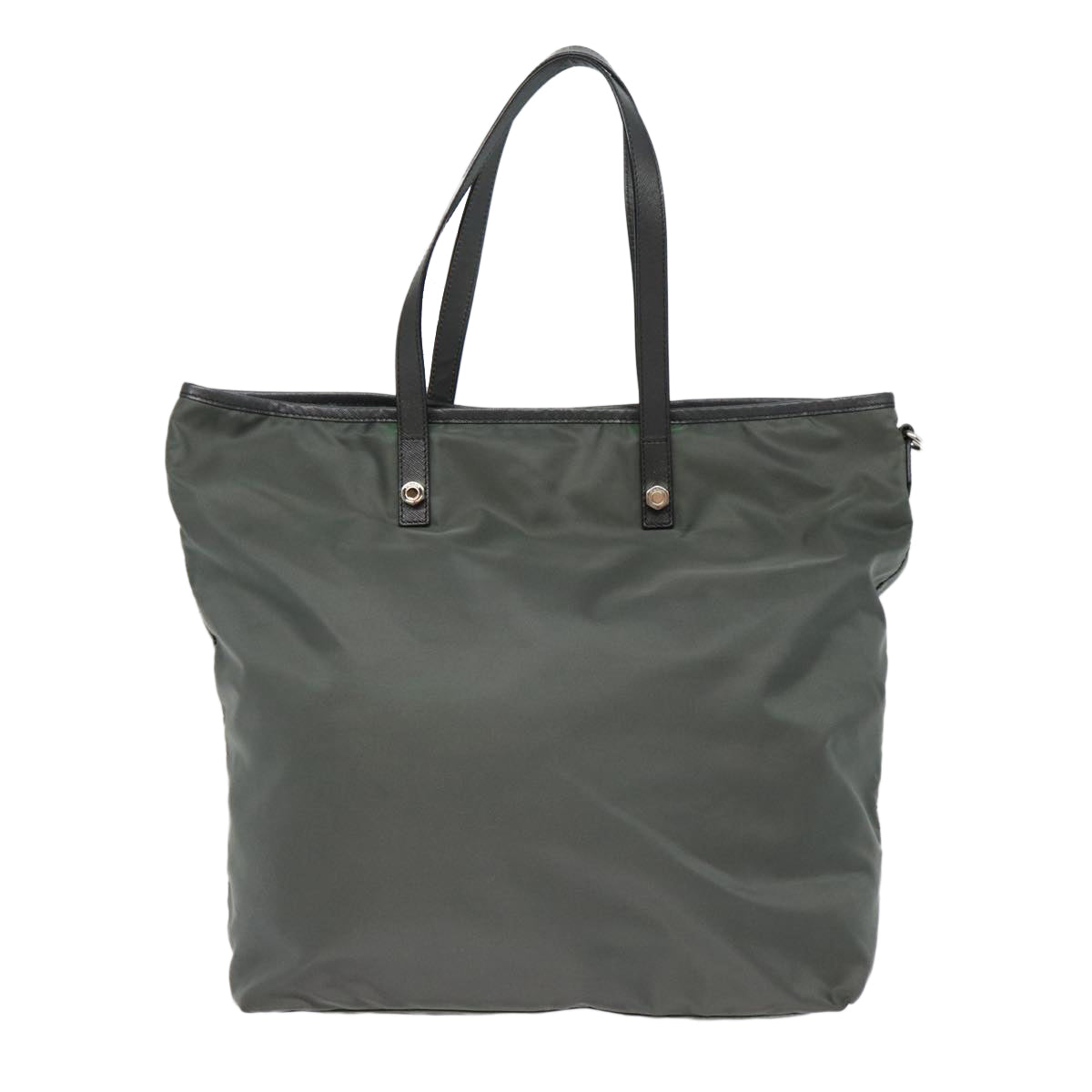 Prada Tote Bag Auth Nylon Silver Gray Silver Auth 88096