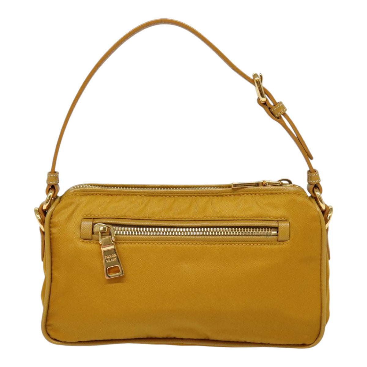Prada Hand Bag Auth Nylon Gold Yellow Travel Bag
