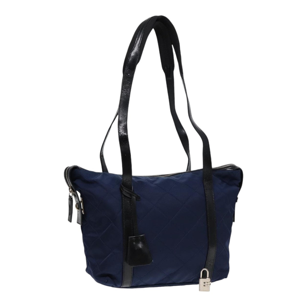Prada Shoulder Bag Auth Nylon Silver Navy