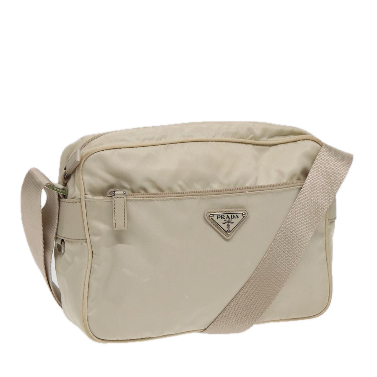 Prada Shoulder Bag Auth Nylon White Silver