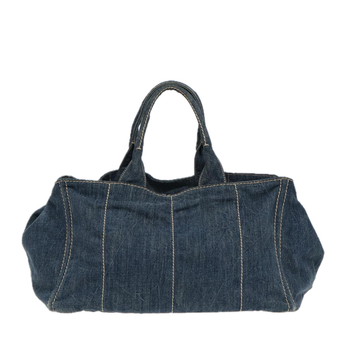 Prada Canapa Gm Hand Bag Auth Blue Gold Travel Bag Gold Auth 88472