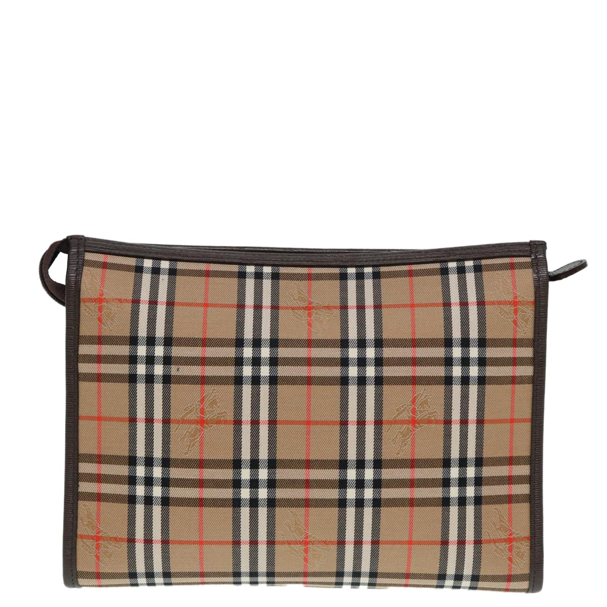 Burberry Luxury ss Nova Check Clutch Bag Auth Leather Canvas Brown