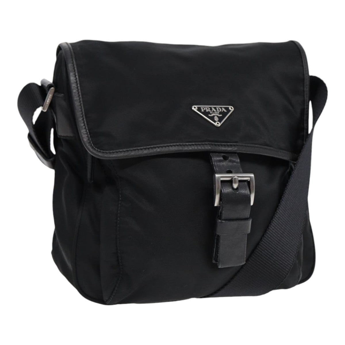Prada Shoulder Bag Auth Nylon Black Silver